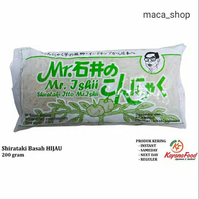 

Mie shirataki basah hijau