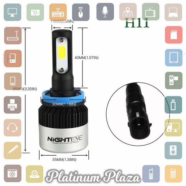 NightEye Lampu Mobil Headlight LED H11 COB 2 PCS - A315-S2-H11 - Black`EV8UHJ-