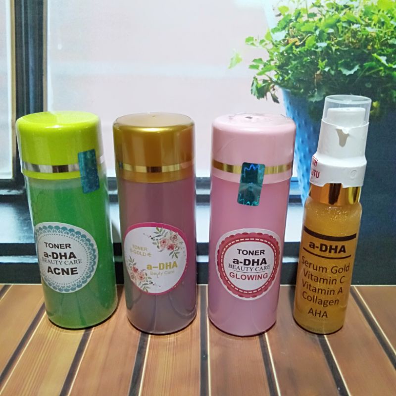 TONER a DHA + SERUM PINK,HIJAU,GOLD // PAKET SET a DHA