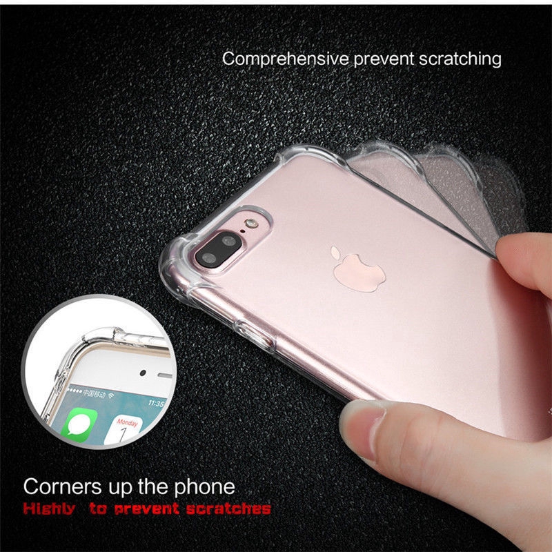 Soft Case Silikon TPU Bening Shockproof untuk Compatible For iPhone 6S Plus 7 8 x