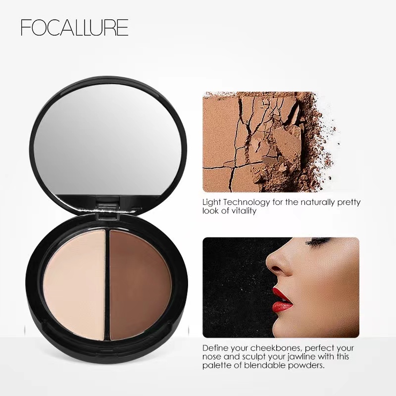 [ORI BPOM] FOCALLURE Highlight &amp; Contour Powder Palette | Focallure Contour Focallure Contour Powder Focallure Highlighter Focallure Highlighter Powder Focallure Bronzer Duo Contour And Highlighter | FA05