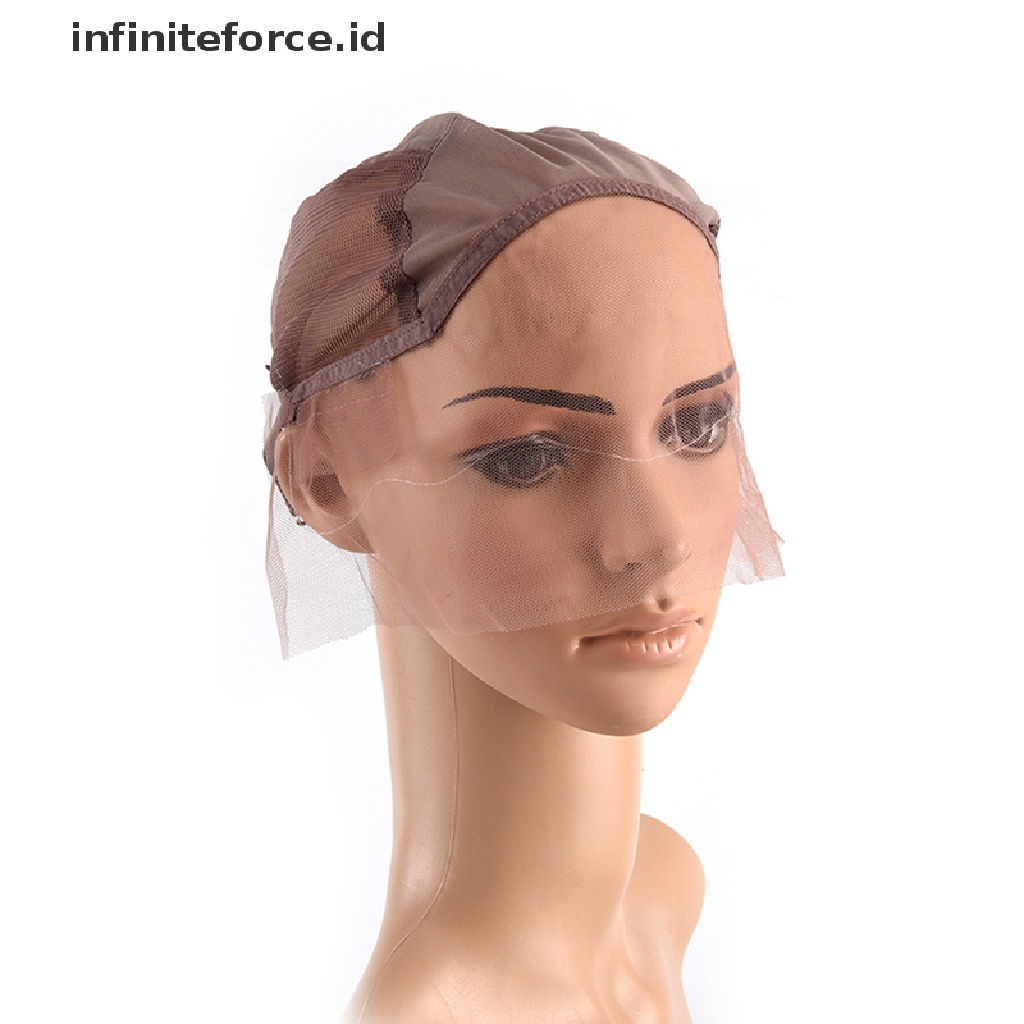 (Infiniteforce.Id) Topi Wig / Rambut Palsu Lace Depan Elastis Warna Hitam / Coklat Untuk Wanita