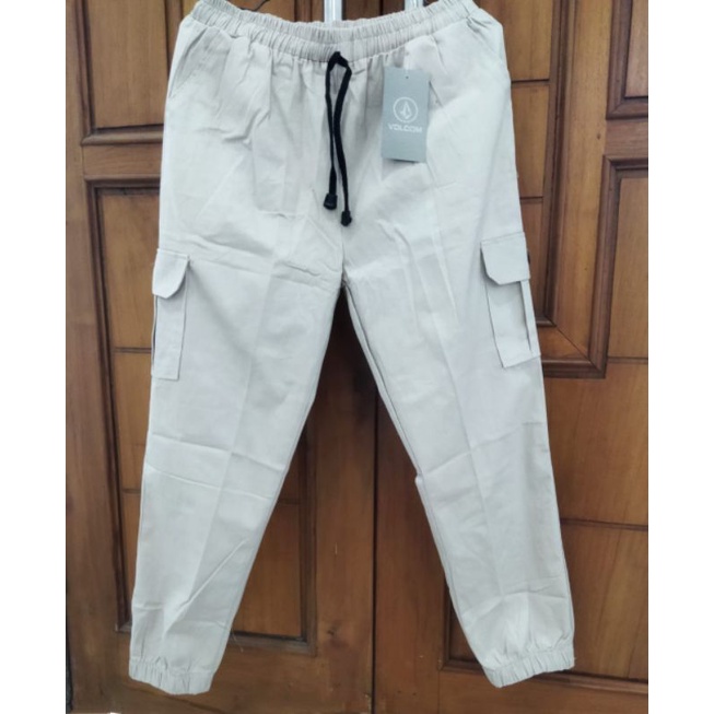 Celana Cargo Wanita Joger Pant Panjang full karet bahan Katun Twiil Tebal Melar