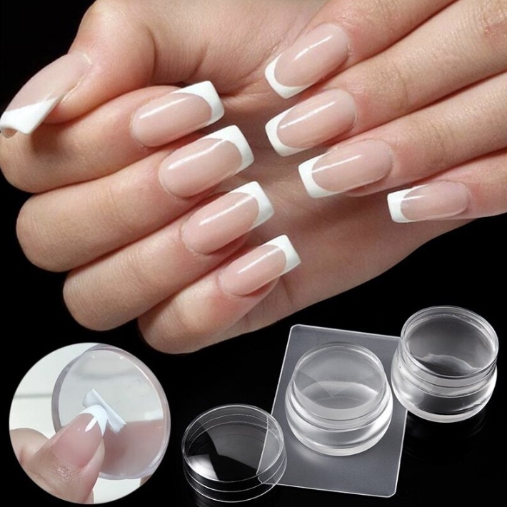 Stempel Kuku Nail Art Stamp Mini Transparan Jelly Scraper Desain DIY Silikon KU025