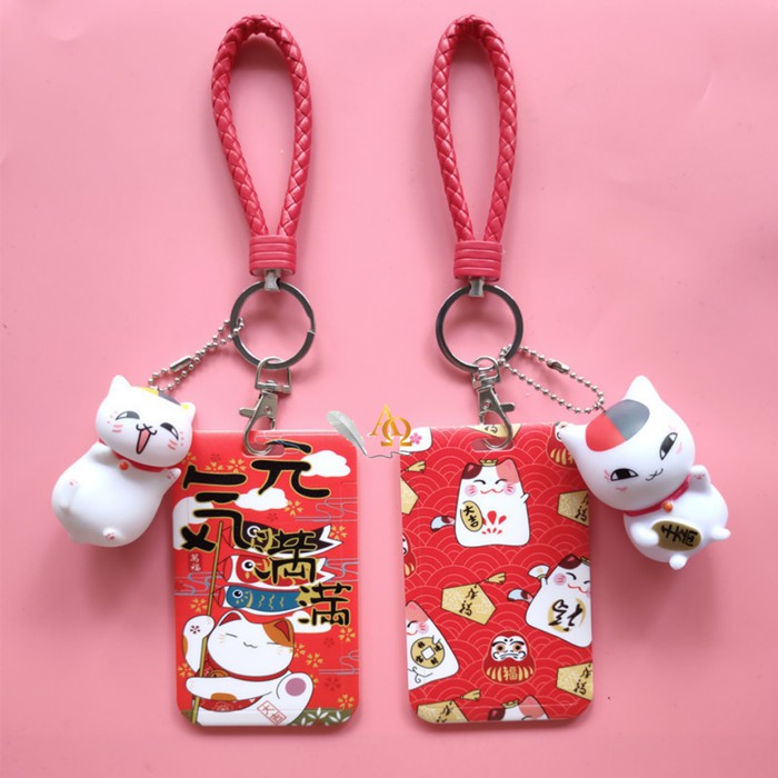 Tempat Kartu Unik / Card Holder Model Gantungan Kunci Cat Lucky Imut