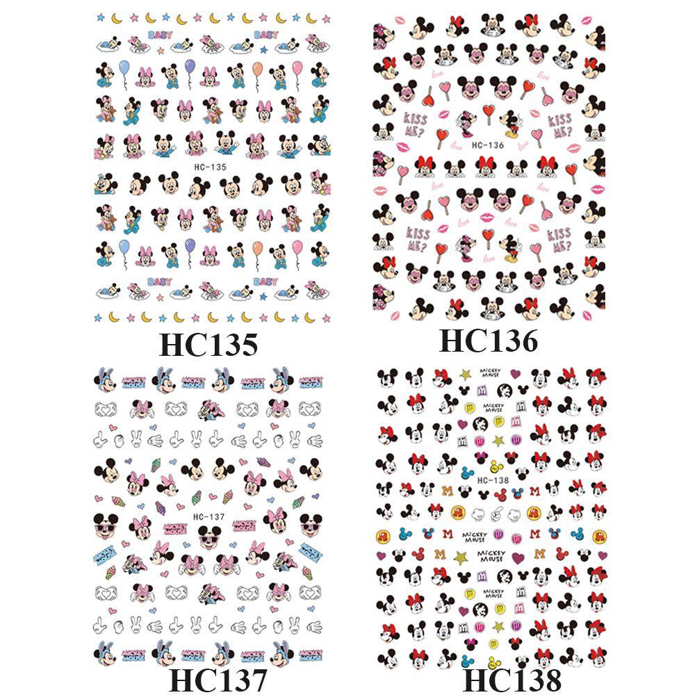 AUGUSTINA Cartoon Anime Nail Stickers Back Glue Manicure Decals Mickey Minnie Mouse Nail Stickers Christmas Gifts Nail Art Decorations Children's Kawaii Mickey Mouse Self Adhesive Mickey Mouse Decals