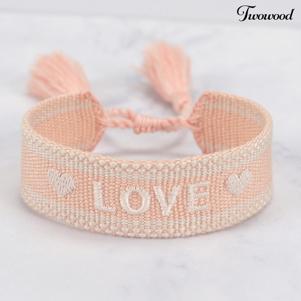 Twowood Ladies Wrap Bracelets Tassel Exquisite Hand Decoration Embroidered Letters n Bracelet for Friends