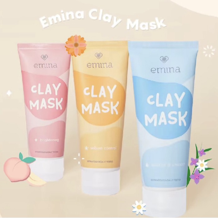 Jual Original Emina Clay Mask Masker Brightening Soothe Smooth Sebum