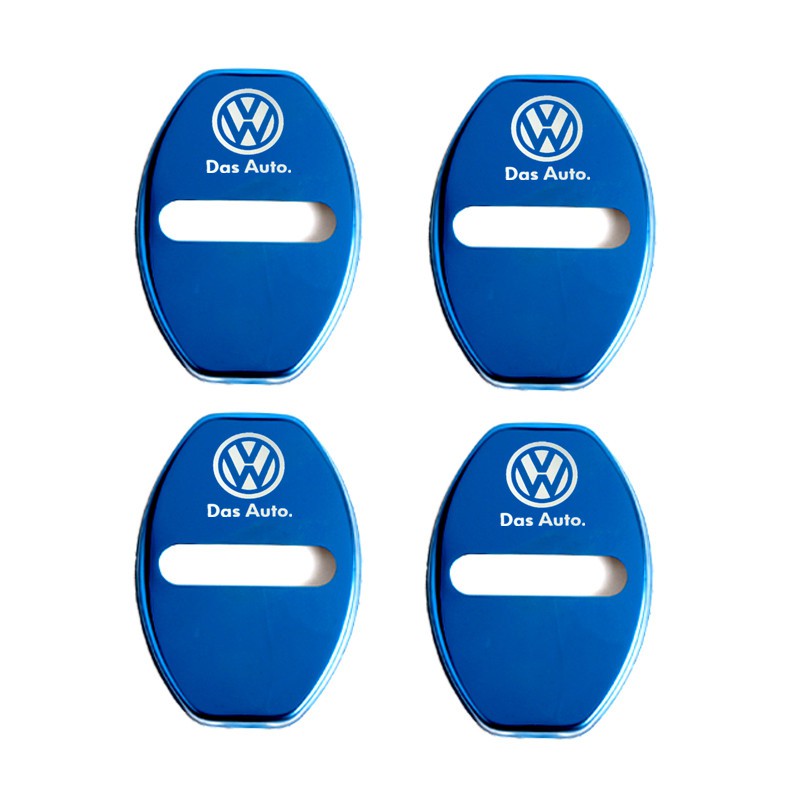 4Pcs cover Pelindung Kunci Pintu Mobil Logo Volkswagen Bahan Stainless Steel