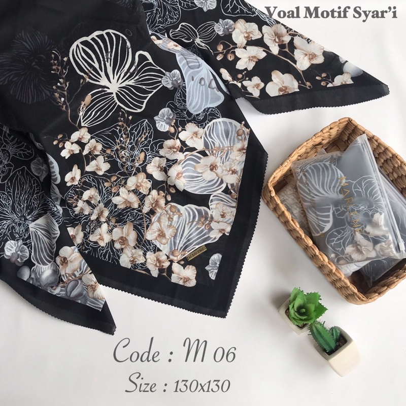 Marlene - Hijab Voal Motif SYAR’I JUMBO Premium dengan PLAT LABEL BESI