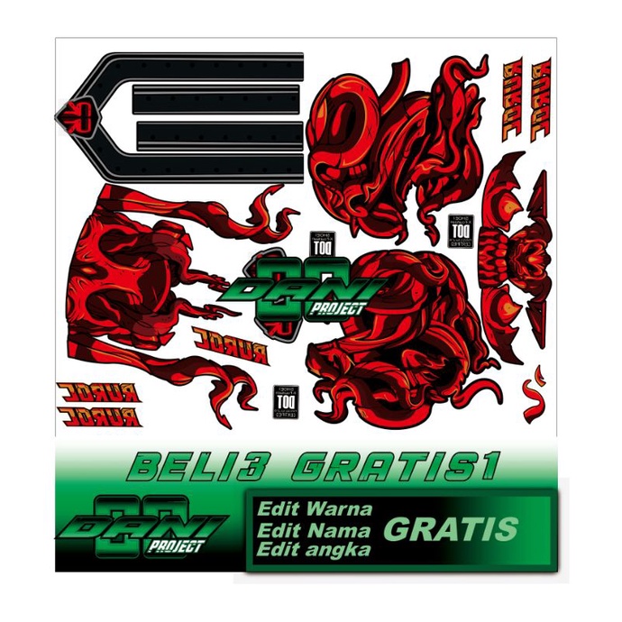 water decal helm motif ruroc diablo (BUKAN STIKER)