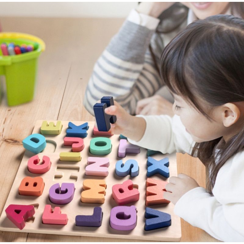 Puzzle 3D Alfabet &amp; Numbers Chunky PB 023 Puzzle Kayu Anak Belajar Mainan Edukasi