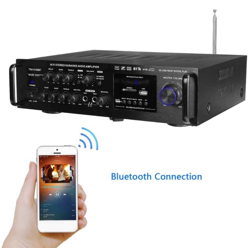 Audio Amplifier Bluetooth EQ Home Theater Radio Karaoke Remote 2000W
