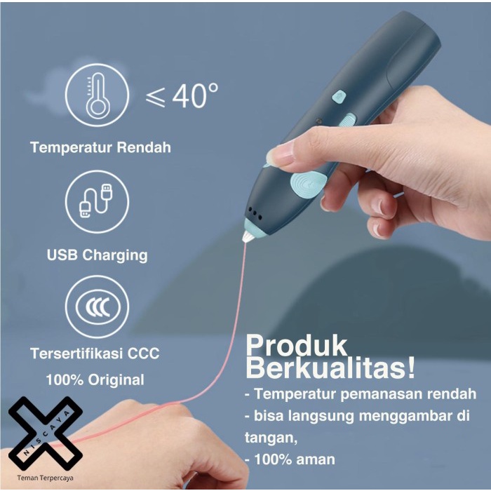 

Pendrawing- 3D Stereoscopic Printing Pen Niscaya - For 3D Drawing - Berkualitas - Ungu -Drawing-Pen.