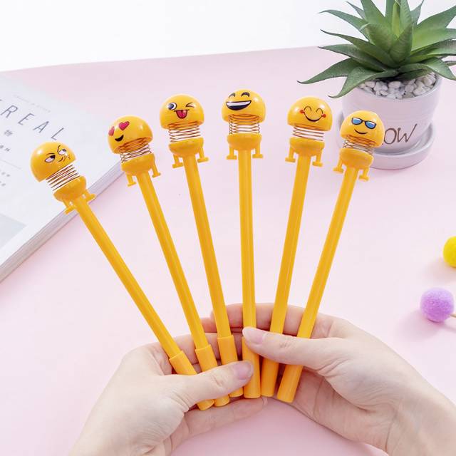 Pena Emoticon Per Karakter Unik Lucu Emoji Karakter Smile Spring Doll Pen Import Pulpen Motif-2