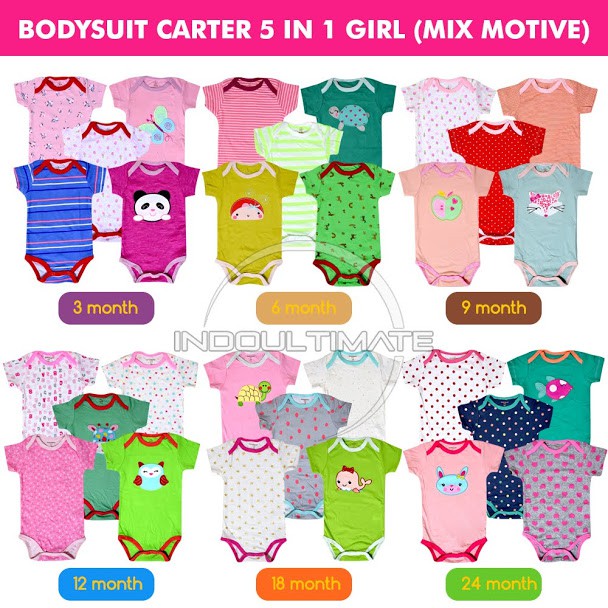 5pc Baju Bayi Newborn Jumper Bayi  0-2 tahun Jumsuit kaos atasan Bayi baru lahir perempuan laki-laki