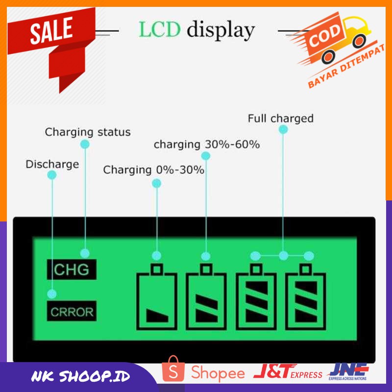 Charger Batre Baterai 4 Slot LCD Display for AA AAA NiMh NiCd C903W / Cas Batre aa 4 Slot