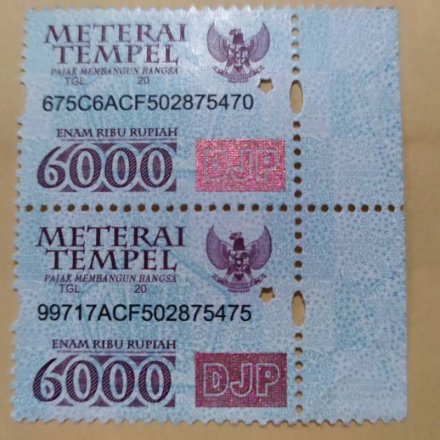 Materai 6000 Rupiah Th 2000-2004