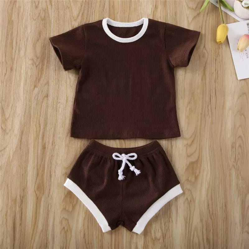 BEFAST - ZTL OOTD Setelan Anak CIARA / set anak bora rib / Setelan Anak Perempuan Terbaru 2022 / Atasan Kaos Lengan Pendek+Celana Pendek / Oneset Polos Casual / Setelan Anak-Anak Santai Rumahan / Termurah