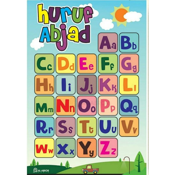 Poster Edukasi Anak TK Balita Paud SD Abjad Alfabet A sampai Z dilengkapi Huruf Besar dan Kecil A3+