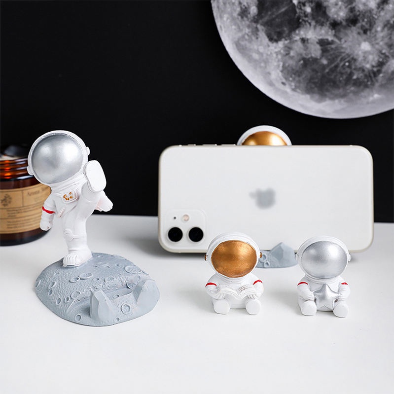 Holder Hp di meja Sandaran Penyangga Handphone Hiasan Pajangan Miniatur lemari Model astronot motif unik lucu Stand Phone Holder Astronaut nb57