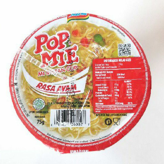 

pop mie rasa ayam 75 gr