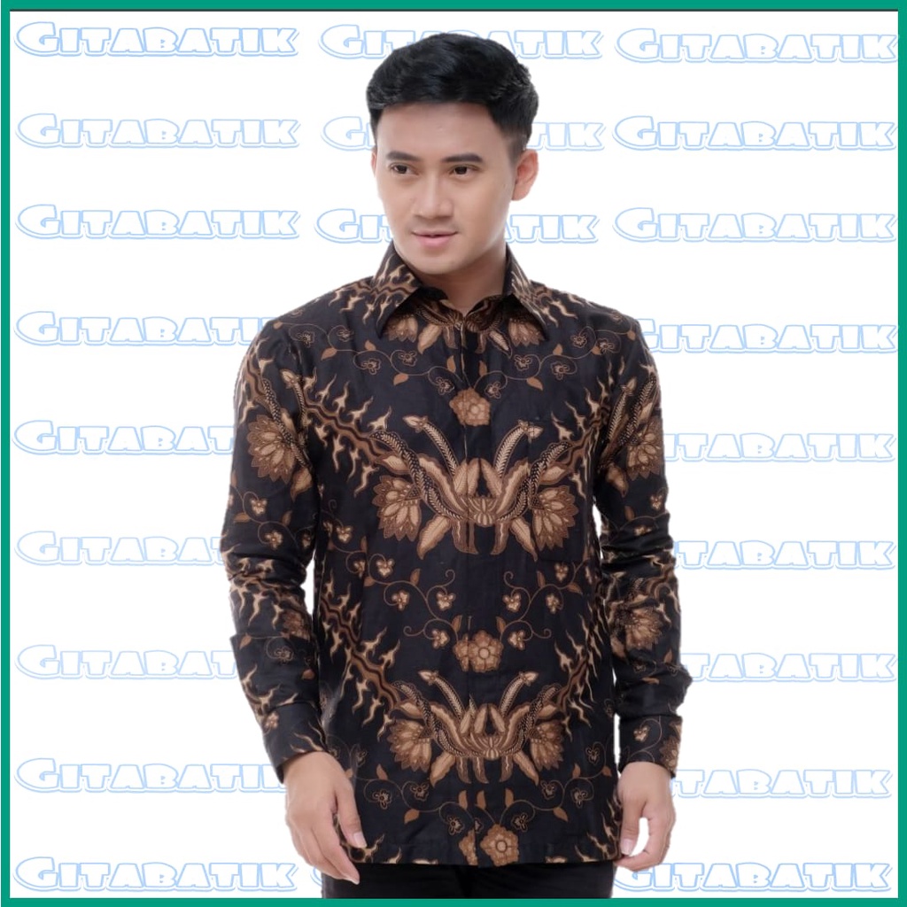 KEMEJA BATIK PRIA LENGAN PANJANG SIZE M L XL XXL BSWART BatiK HRB026 Kenongo Hem Panjang Padi