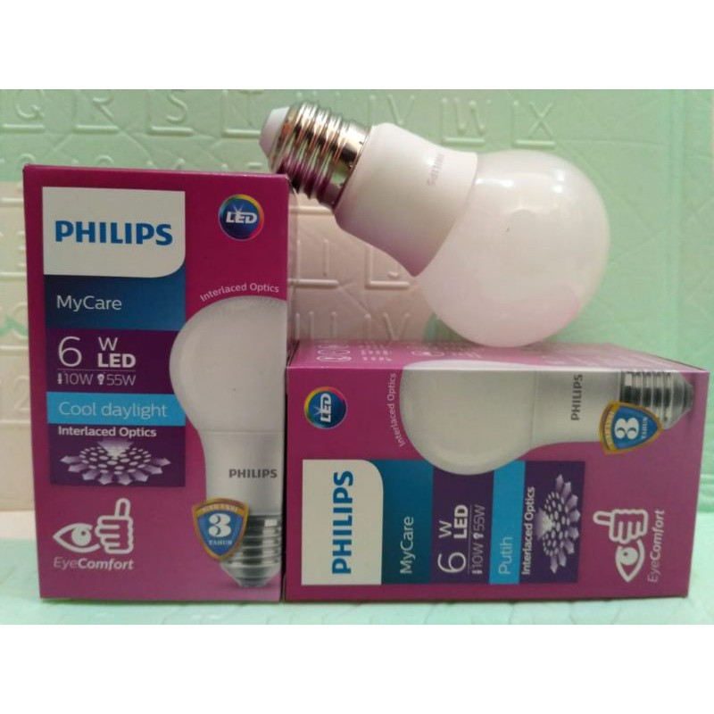 LAMPU LED PHILIPS 6 WATT NYALA PUTIH