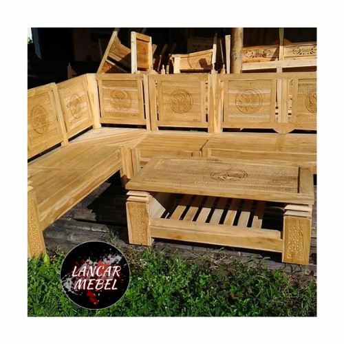 Kursi Sudut Minimalis Jati Mentah Lancar Mebel Jepara