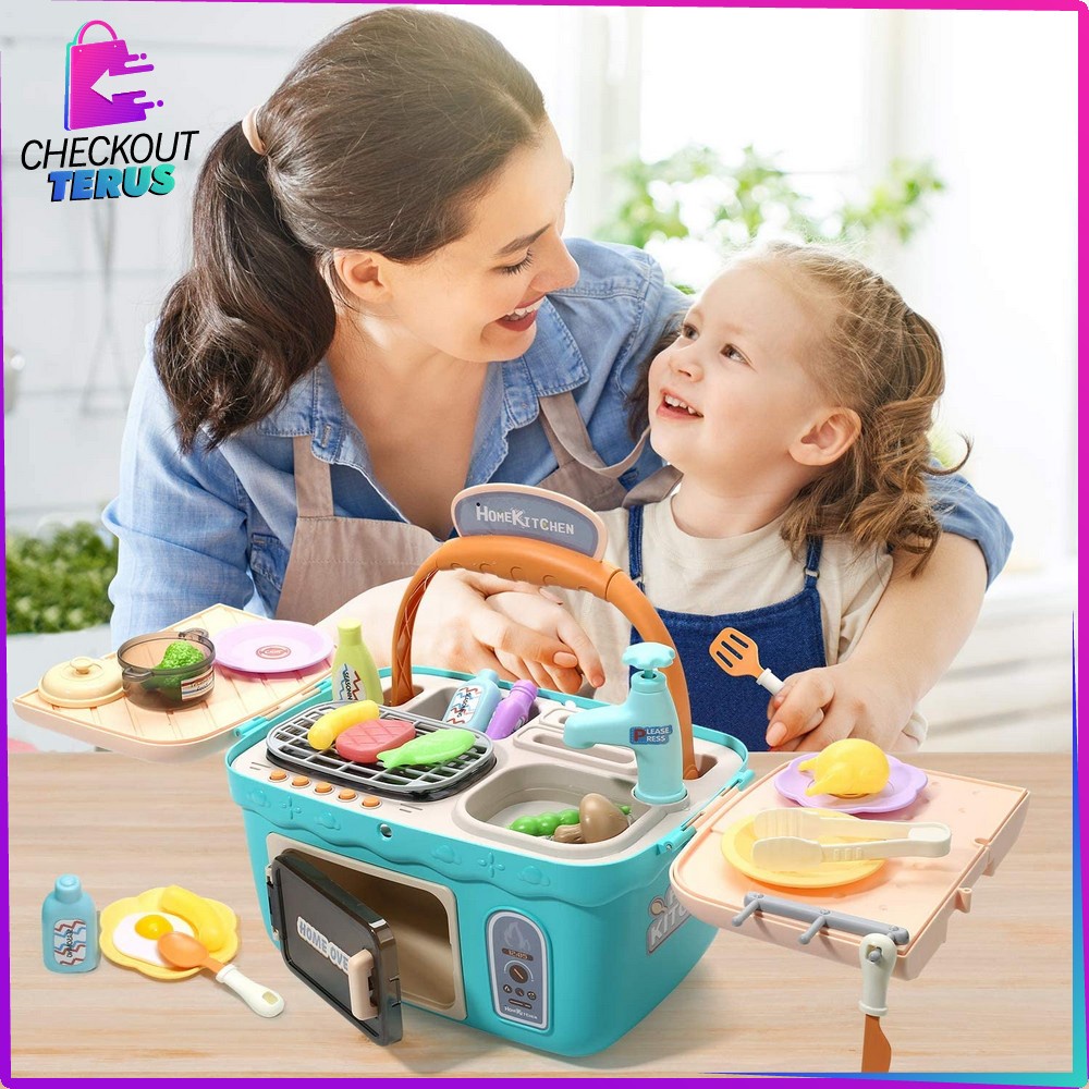CT M27 Mainan Home Picnic Kitchen Set 906 Mainan Dapur Masak Masakan dan Wastafel Cuci Piring Mainan Edukasi Anak