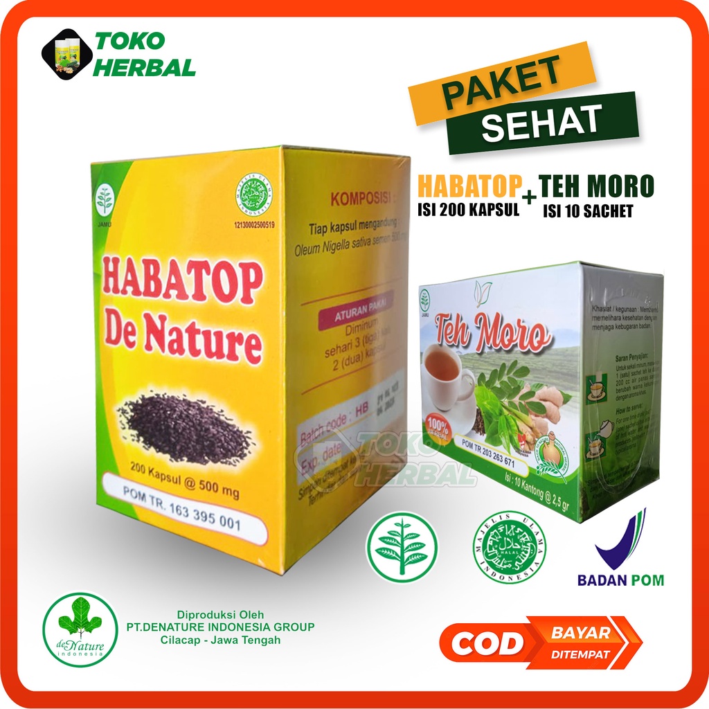 Obat Herbal Habatop 200 kapsul Plus Teh Moro