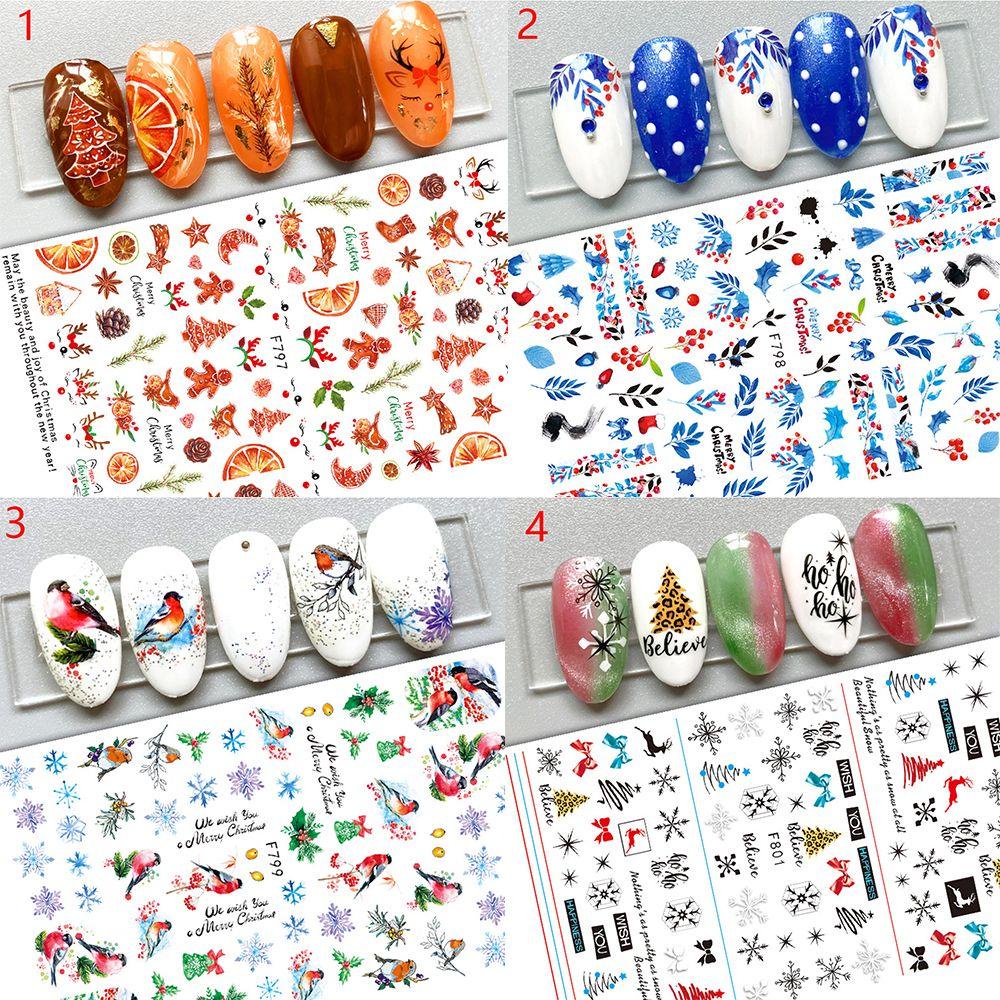 Preva Stiker Kuku Stiker 3D Snowflake Xmas Trees Manicure