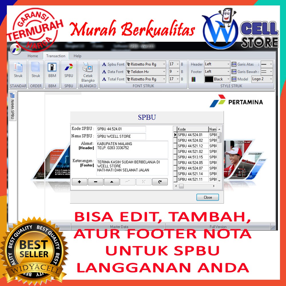 Wcell Software Aplikasi Program Cetak Struk Nota Faktur Bon Spbu Bensin Terbaru Full Versi Shopee Indonesia