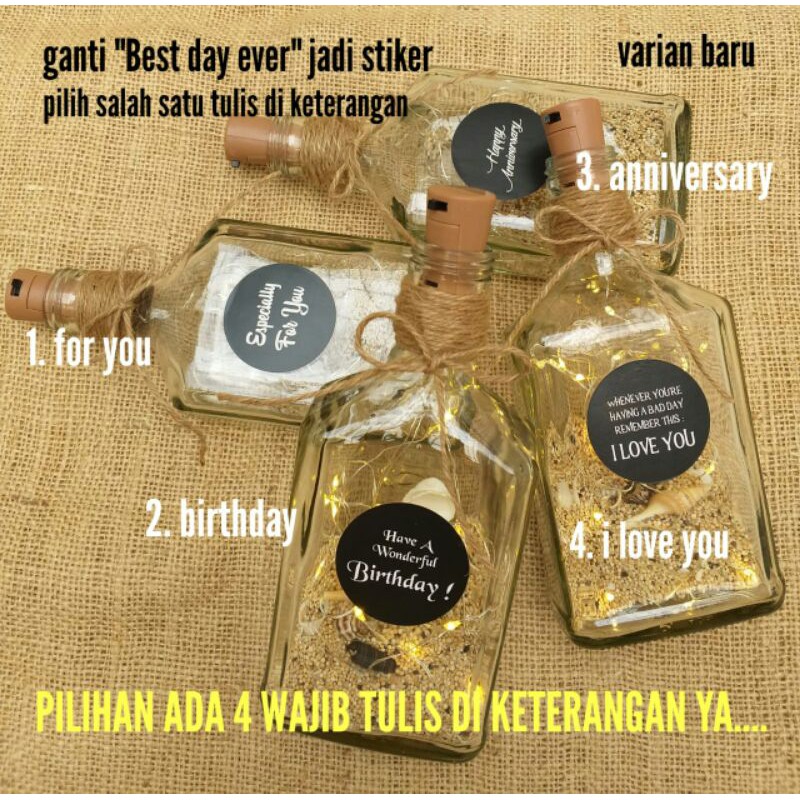 message in a bottle dengan lampu led pesan cinta birthday gift