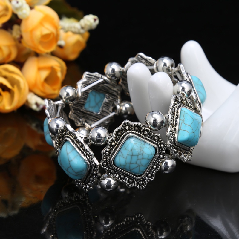 Gelang Turquoise Handmade Gaya Bohemia Untuk Wanita