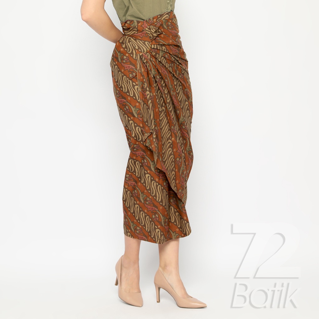 ROK BATIK SPAN Skirt Lilit Kebaya Instan Modern Wanita Motif Parang Warna Orange 721034 CAP 72 - Rok Batik Lilit Bawahan Skirt Kamen Kebaya Songket Batik Panjang Plisket Span Instan Jadi Bali Lembaran Premium Modern Untuk Wanita Kondangan