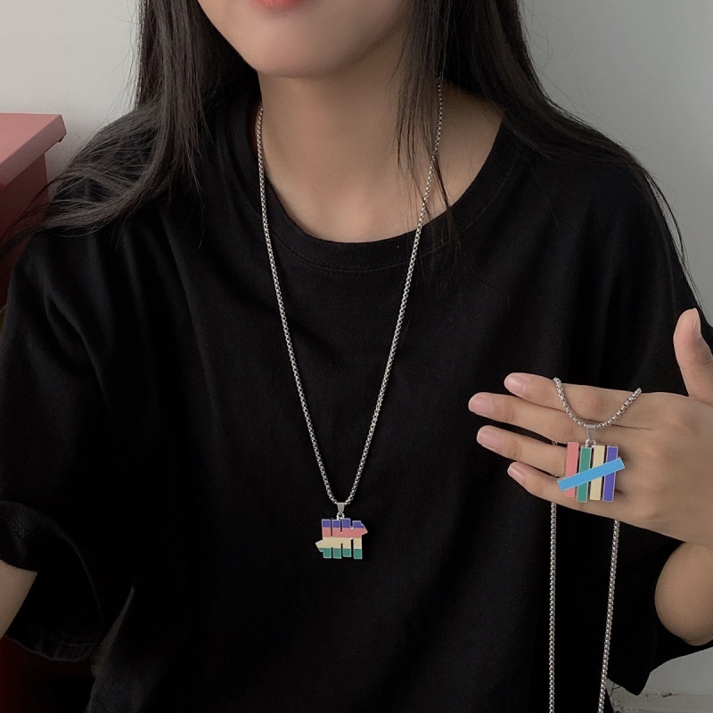 Kalung Liontin Warna-Warni Gaya Hip Hop