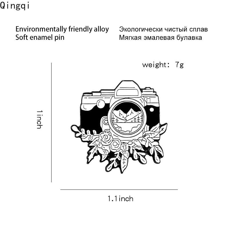 Bros Pin Enamel Desain Kamera Gunung Hutan Daun Bunga Untuk Pria Dan Wanita