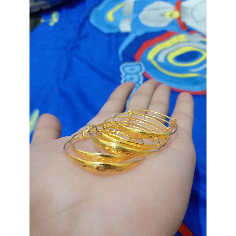 GELANG ANAK SELOT UKIR PERAK 925 LAPIS MAS 24K