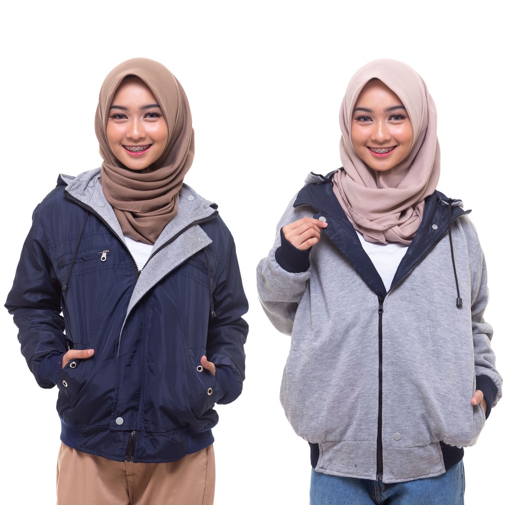 HEYLOOK Project - (Jaket 2 In 1) Jaket Wanita Jaket Parasut ANNA Jaket Bolak Balik Wanita Hodie Bisa Dilepas