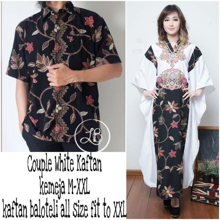 couple setelan pria wanita kaftan putih jumbo bigsize kemeja lebaran  ER-423