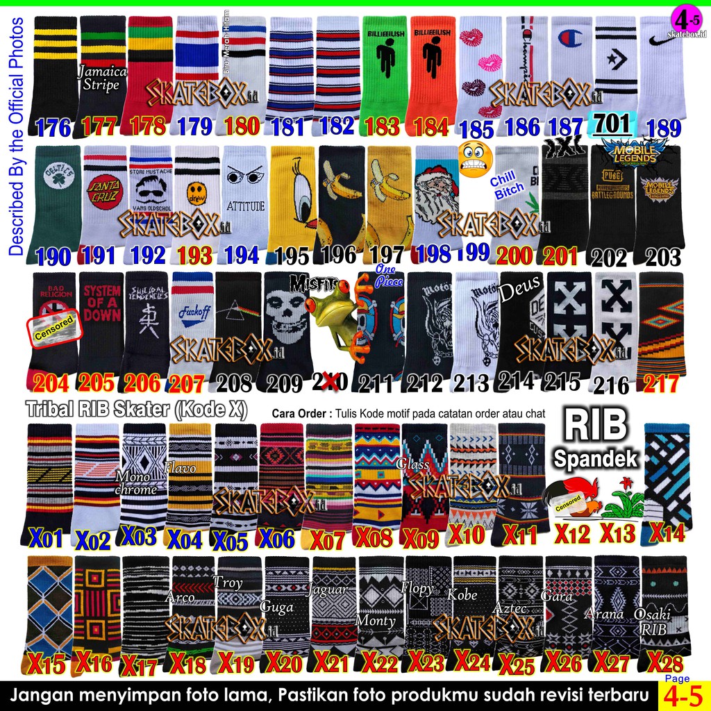 SKATEBOX PREMIUM SESUAI PILIHAN Kaos Kaki Old School Motif Sneakers Terbaik Skate Indie Tribal-4