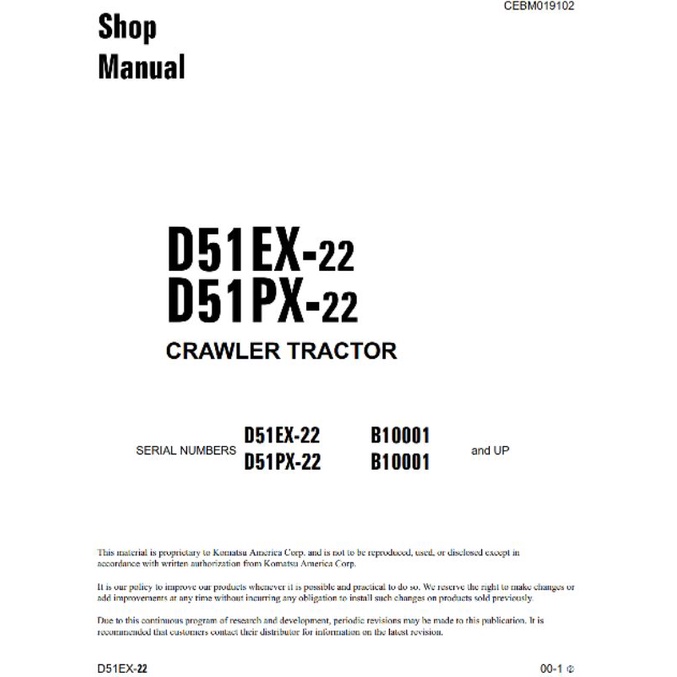 

shop manual bulldozer komatsu D51EX-22