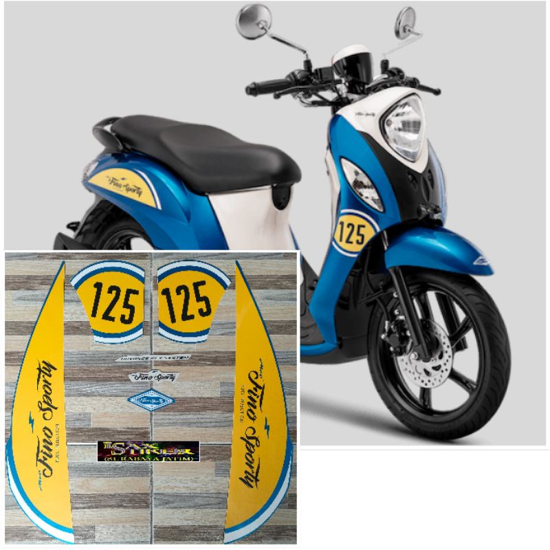 striping original Yamaha Fino sporty 125 biru kuning tahun 2018