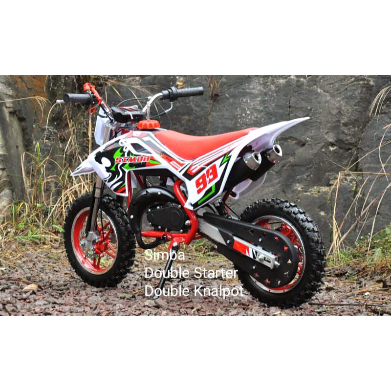 Sepeda Motor bensin trail Simba double starter untuk anak kecil max Beban 60 kg