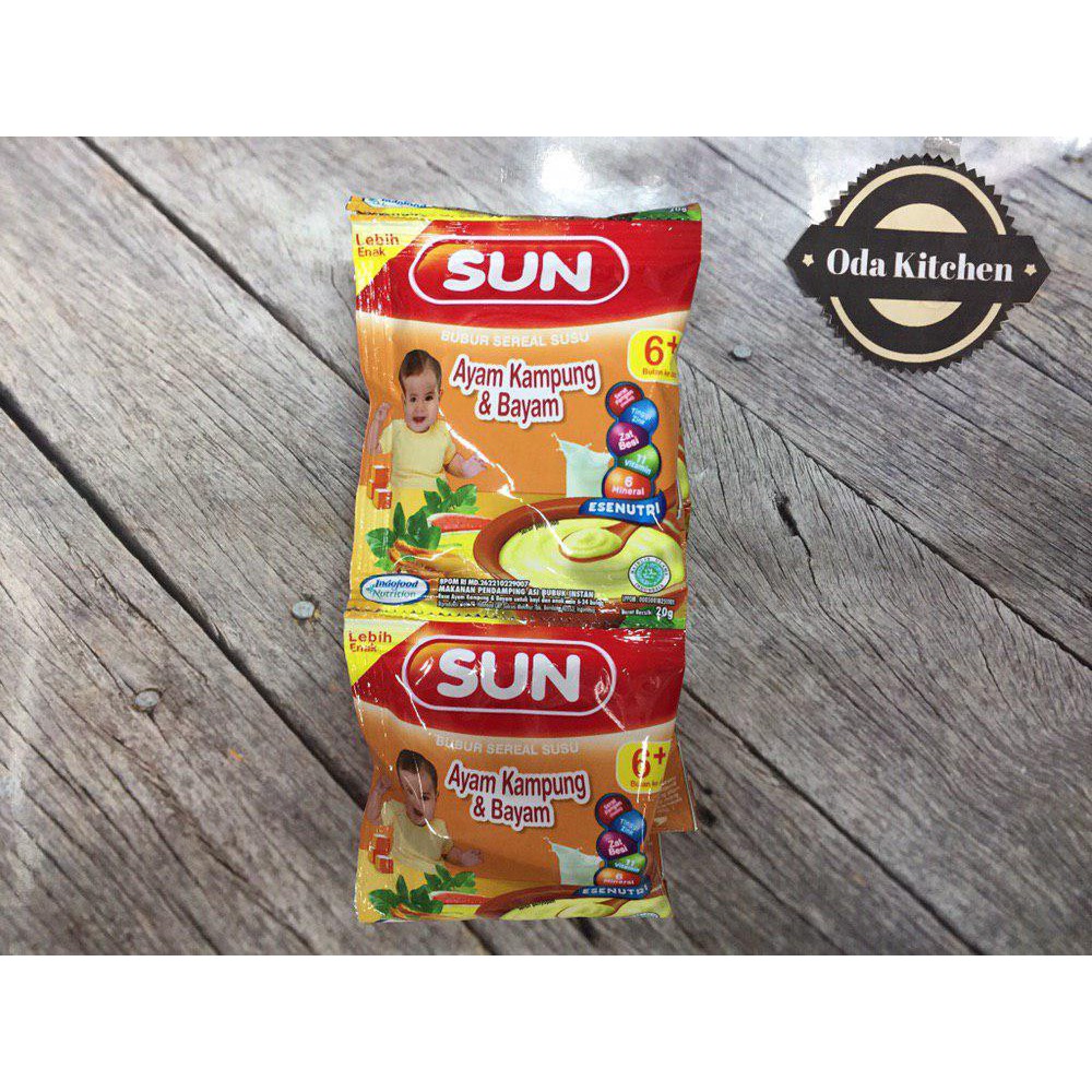 SUN BUBUR SEREAL SUSU AYAM KAMPUNG &amp; BAYAM RENCENG 8X20gr