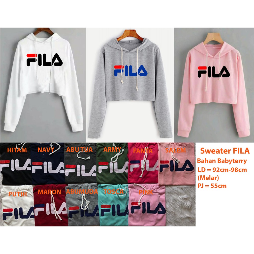 Hokyfashion Sweater Crop Hoodie Cewe Fila Fit To L Hokyfashion Sweater Crop Hoodie Cewe Fila Fit To L