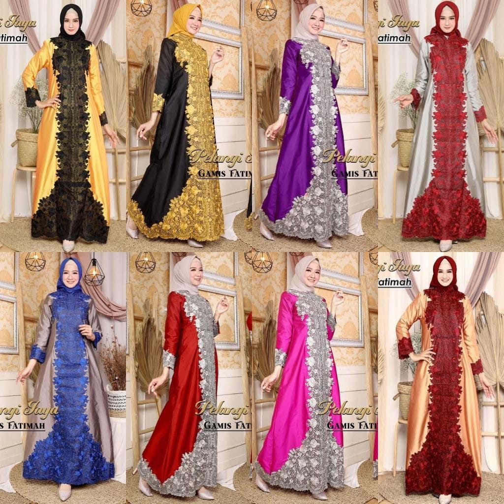 Gamis Muslim Wanita Taffeta Fatimah Aneka Pilihan Warna