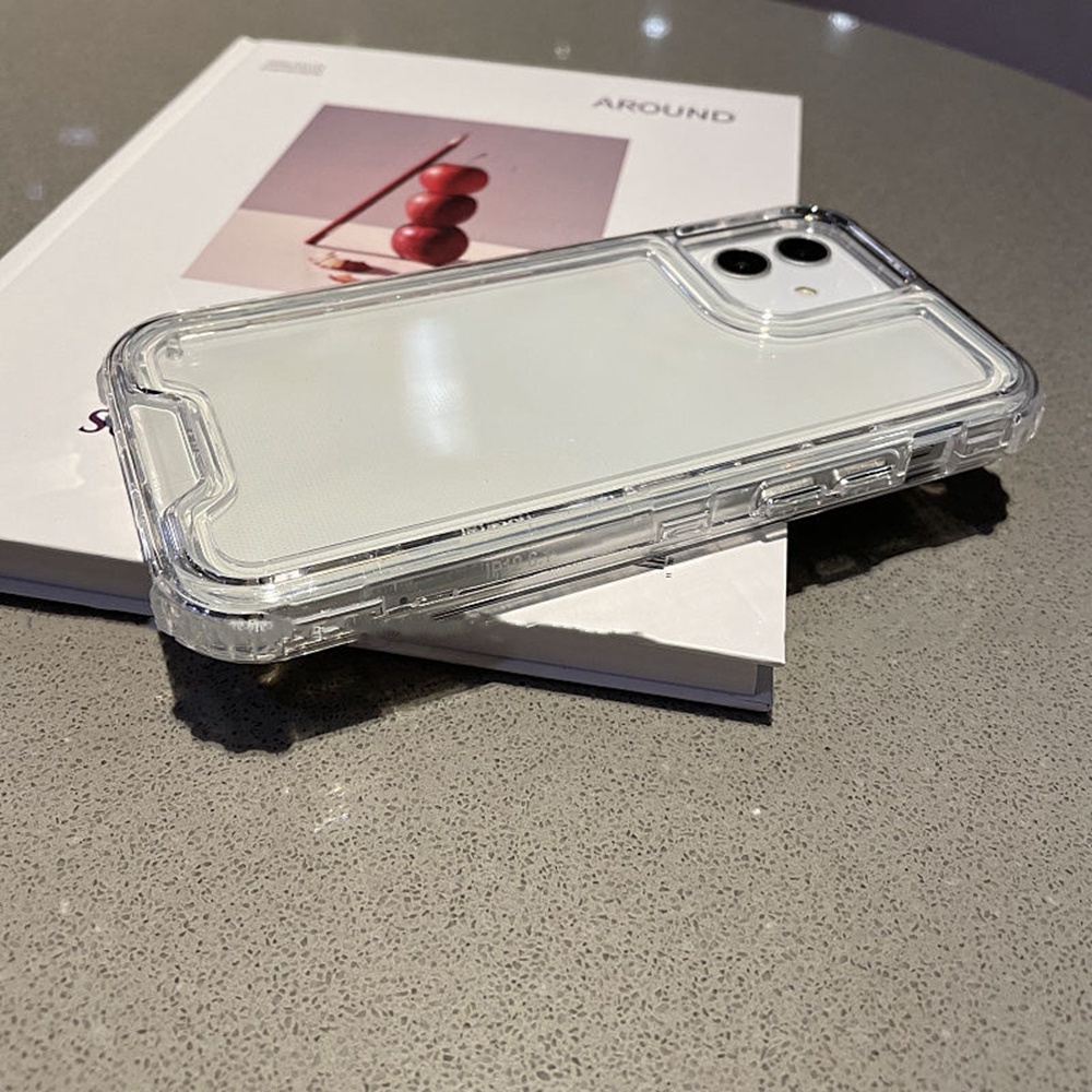 3 IN 1 Case Pelindung Belakang Bening Tahan Guncangan Untuk iPhone 14 13 12 11 Pro MAX XS MAX XR 7 + 8 Plus