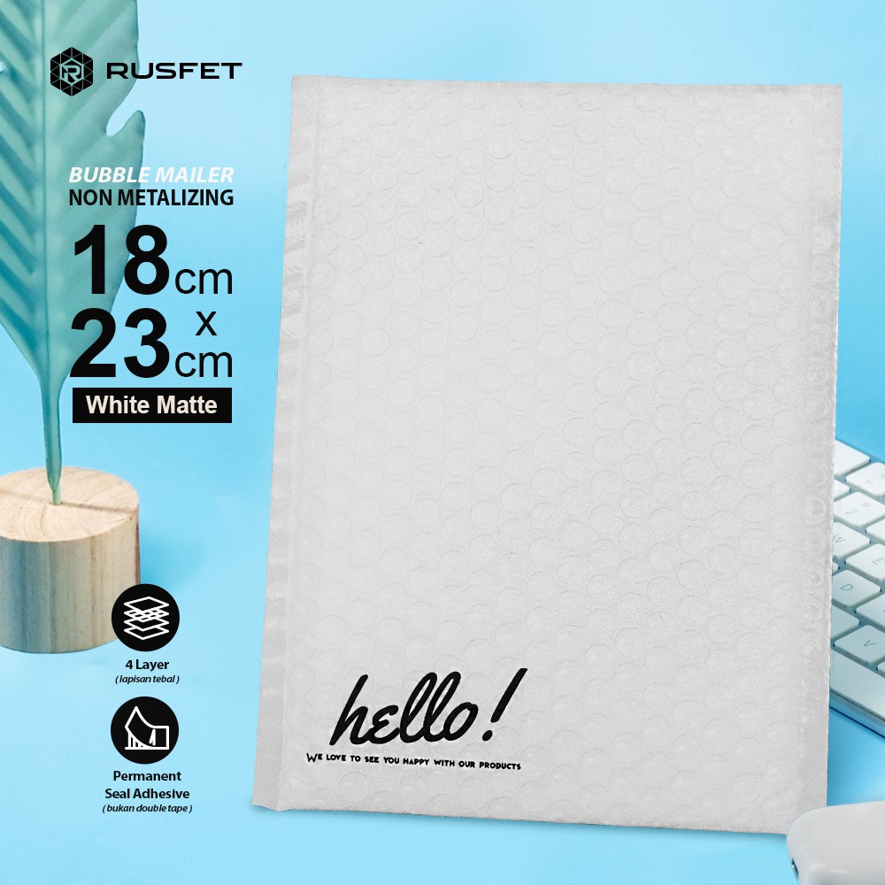 PLASTIK BUBBLE MAILER / AMPLOP BUBBLE PREMIUM PUTIH - SECURITY BAG RUSFET 18X23